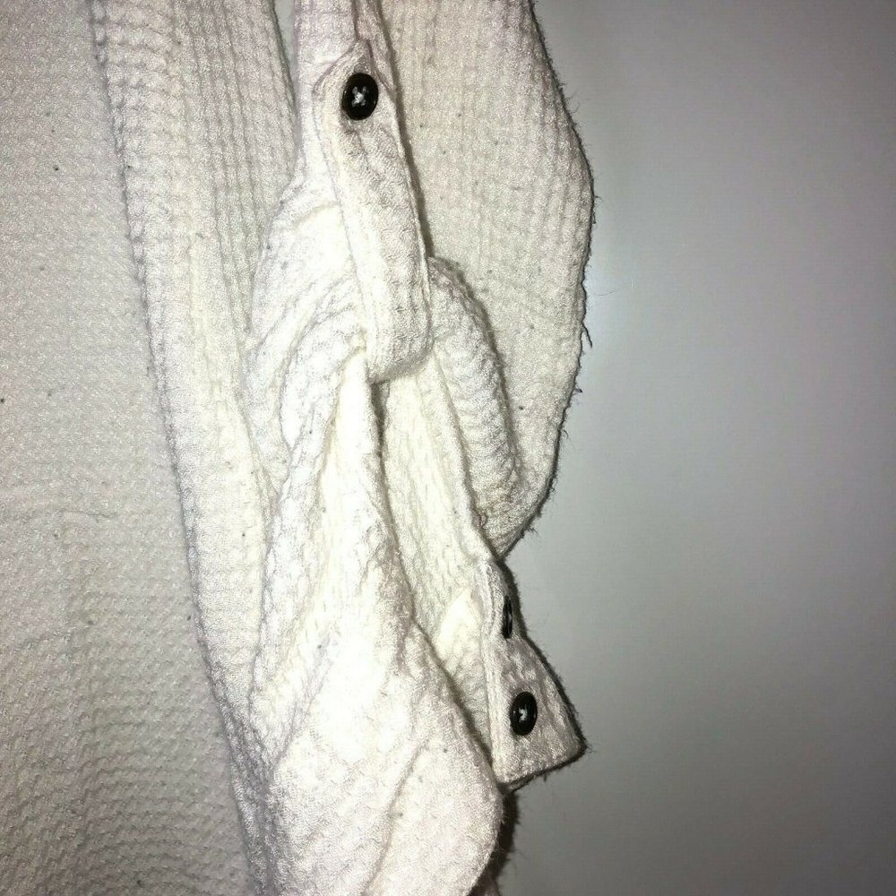 Tru Luxe Women's Large Button Up Shirt Collared Long Sleeve White Waffle Weave - Picture 5 of 12